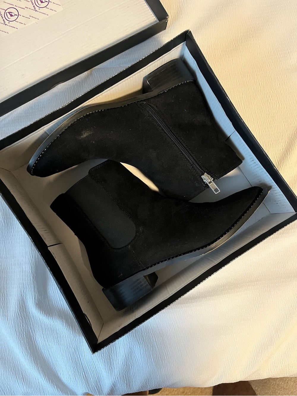 Steve Madden Black Suede Ankle Booties with Side Zip